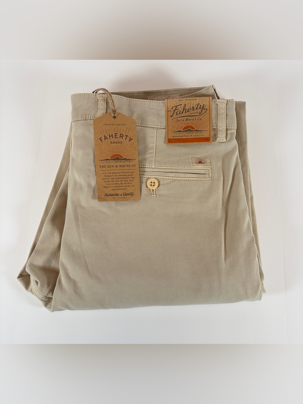 Faherty Coastline Chino Pants Men's 34 x 34 Stone
